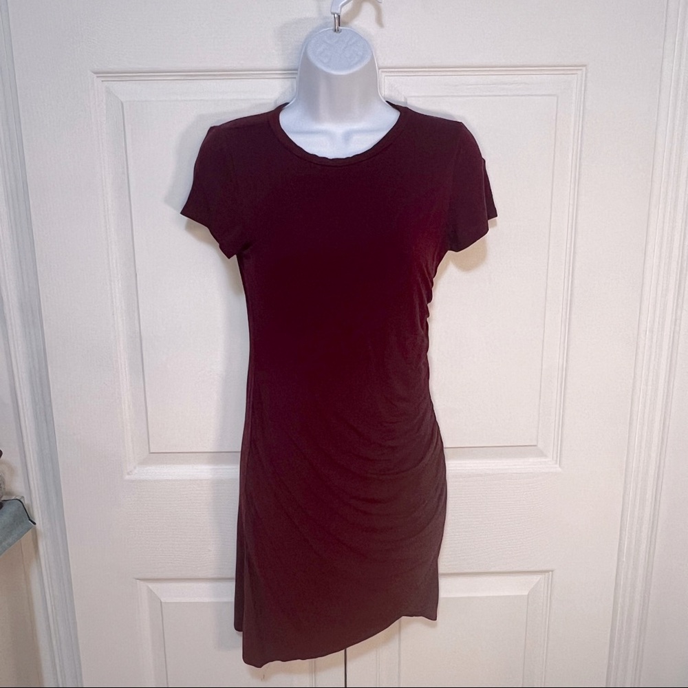 Maroon Alya Side Ruched Dress medium